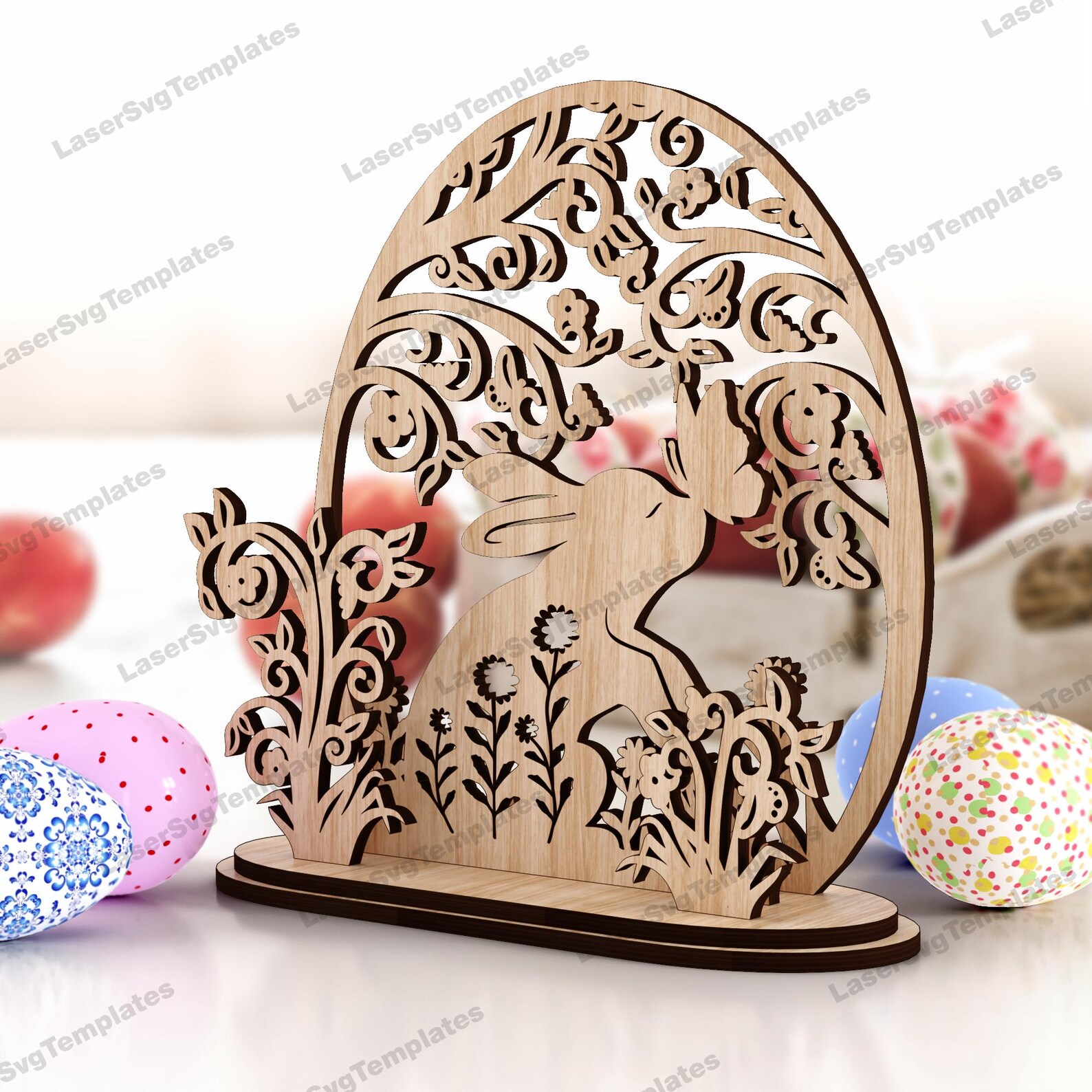 OSTERDEKO HOLZAUFSTELLER HASE