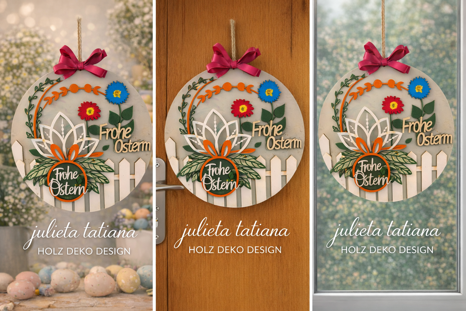 Oster-Holzdeko "Frohe Ostern"