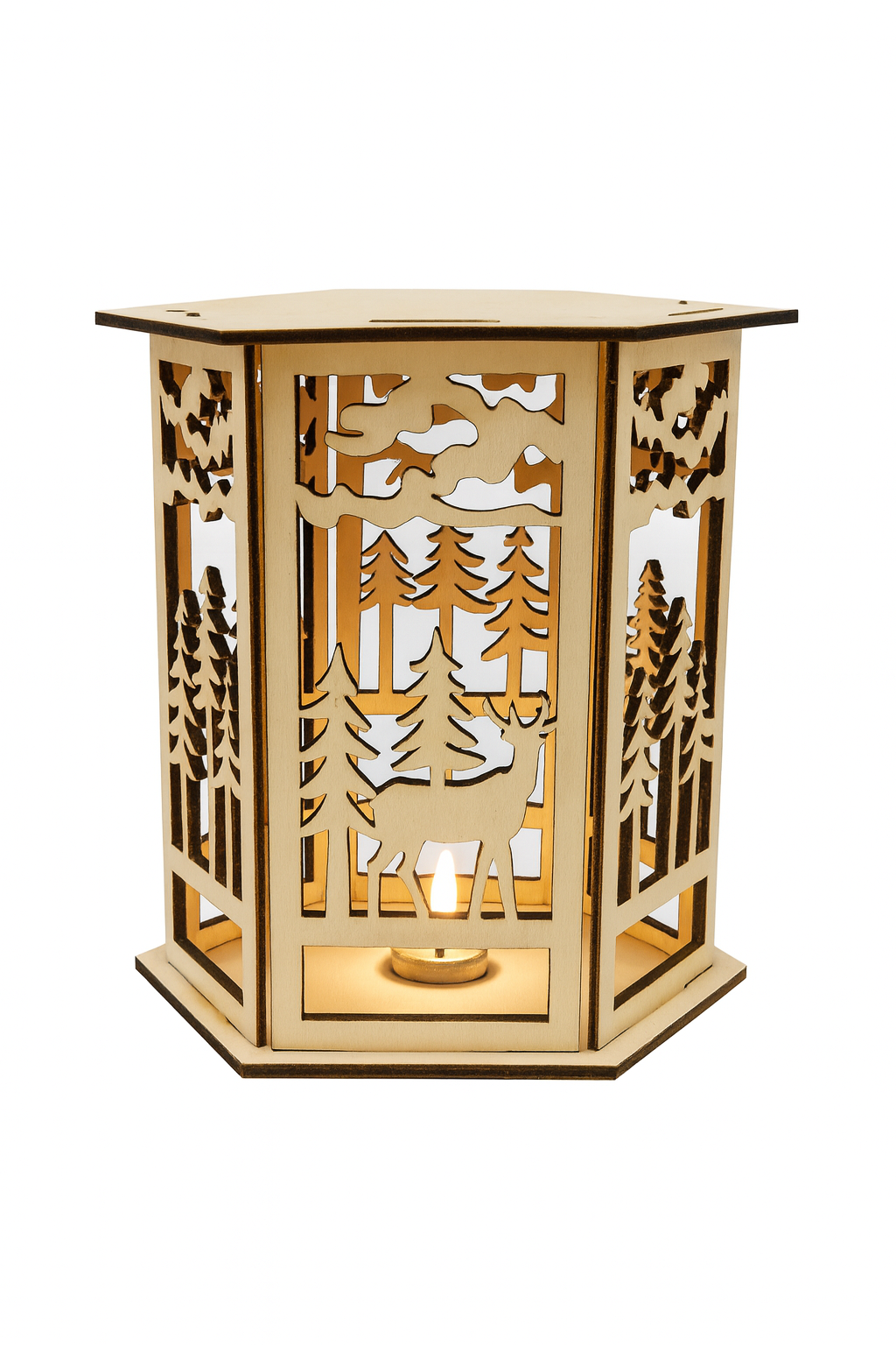 Holzlaterne Waldmotiv