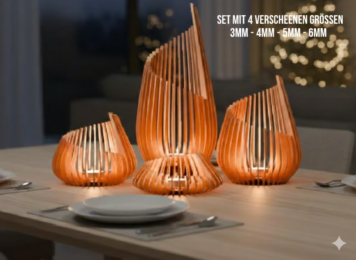 DEKORATIVES HOLZ-LAMPENSET