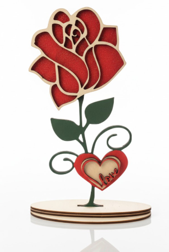HOLZROSE MIT HERZ -HOLZ GESCHENKE
