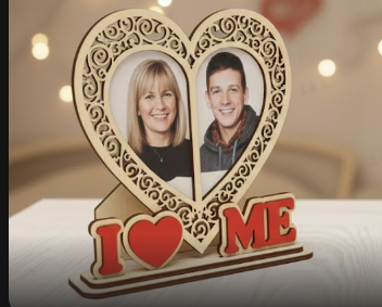 Herzförmiger Fotorahmen aus Holz