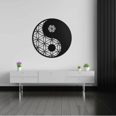 Gemälde „Blume des Lebens“ – Yin-Yang-Symbol