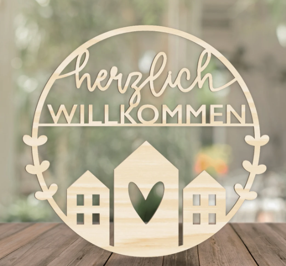 Deko-Schild „Herzlich Willkommen“