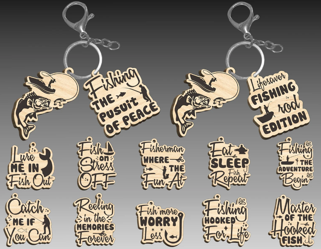 Angel-Schlüsselanhänger Set