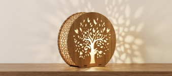 Holz Tischlampe Baum des Lebens