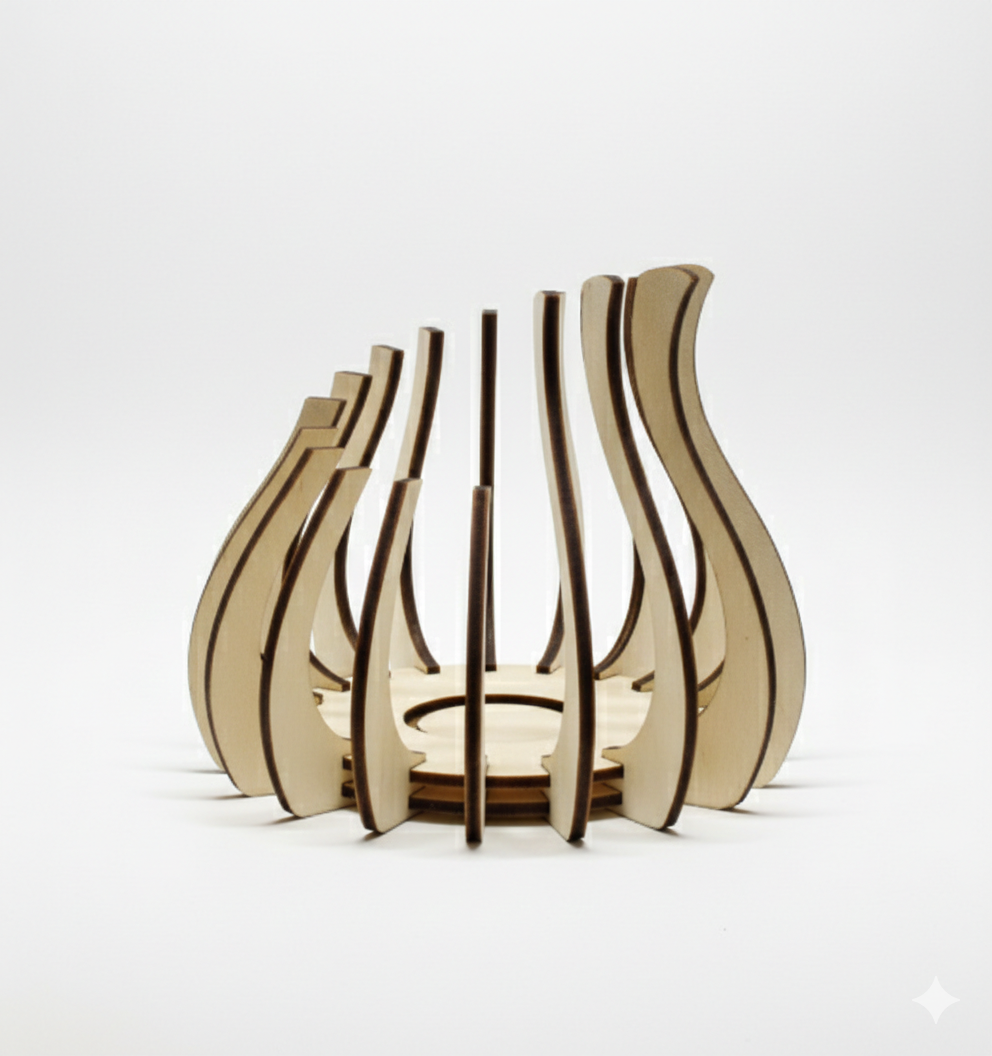 Holz-Teelichthalter – Lampe „Aladdin“ (1 Stück)