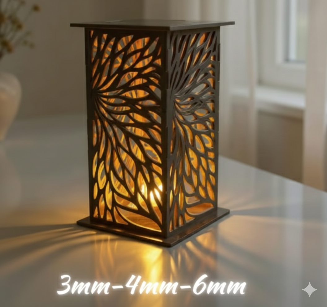 Lasergravierte Holz-Tischlampe