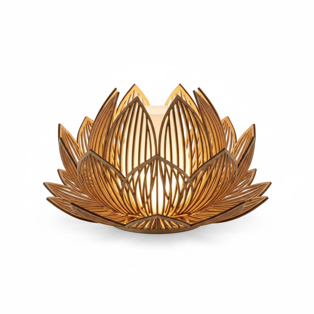 Lotus Teelichthalter Handgefertigte Dekoration aus Buchs, SG