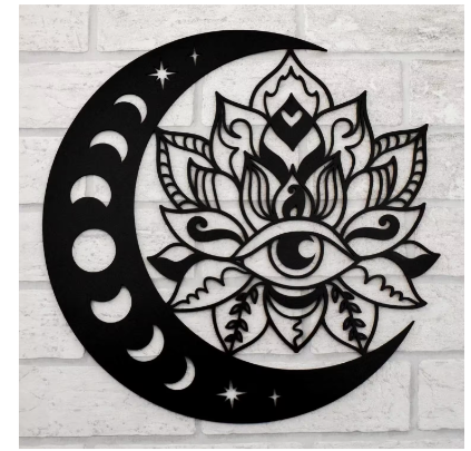 Wanddeko Mond & Lotus-  Auge des Mondes