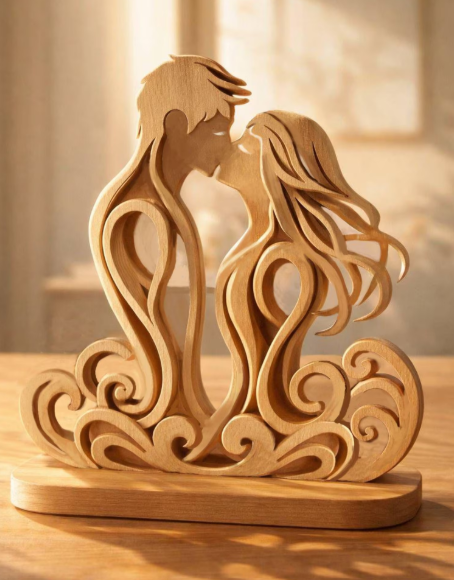 HOLZSKULPTUR LIEBESPAAR 