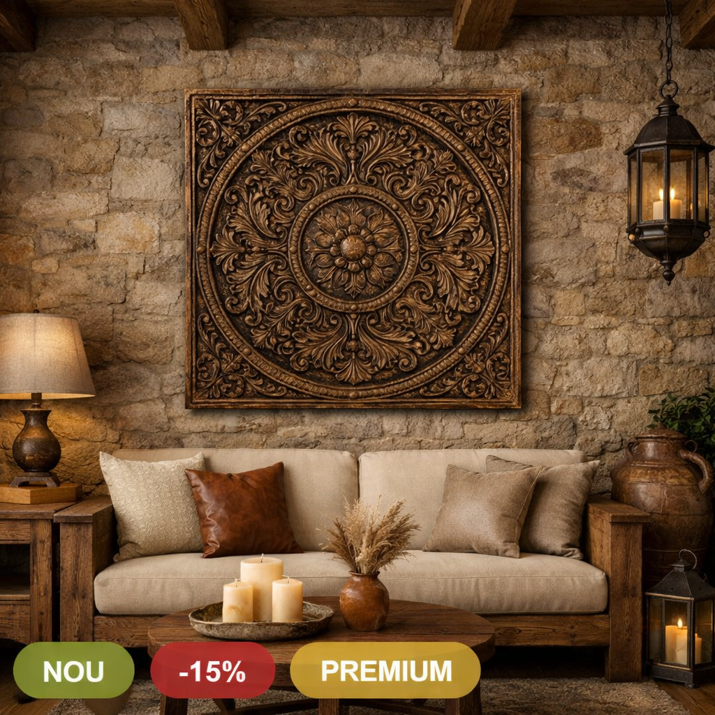 Holz Wandrelief Mandala Halbkreis