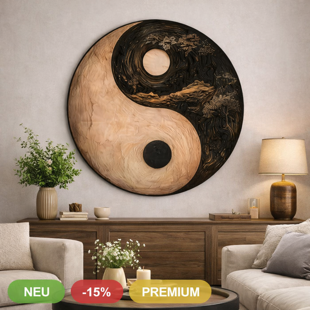 Yin-Yang Wandkunst aus Holz