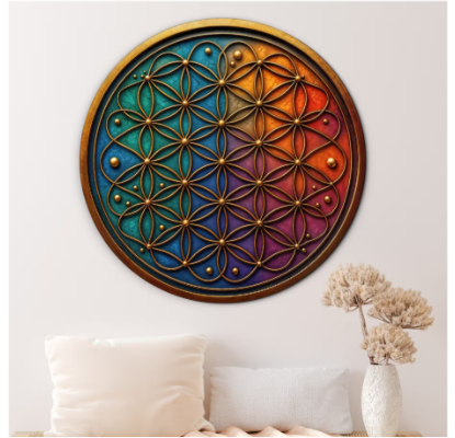 Farbenfrohes Wandbild – Blume des Lebens