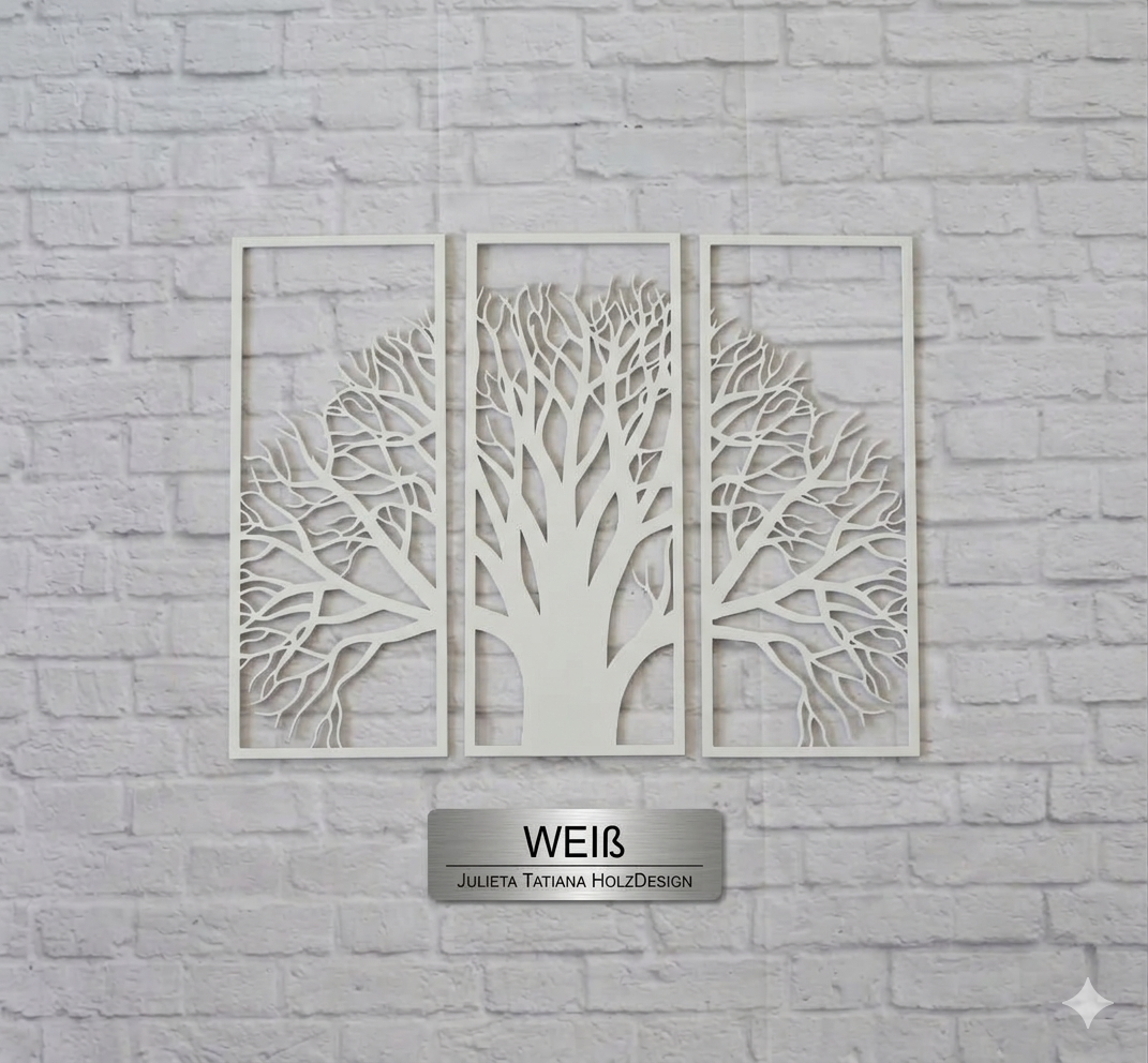 Ahorn Wandkunst-3-teiliges Wandbild – Holzbaum