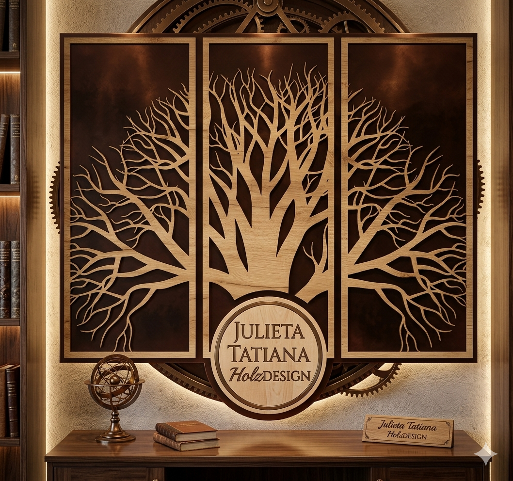 Ahorn Wandkunst-3-teiliges Wandbild – Holzbaum