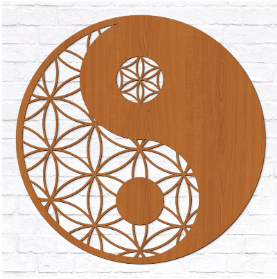 Gemälde „Blume des Lebens“ – Yin-Yang-Symbol