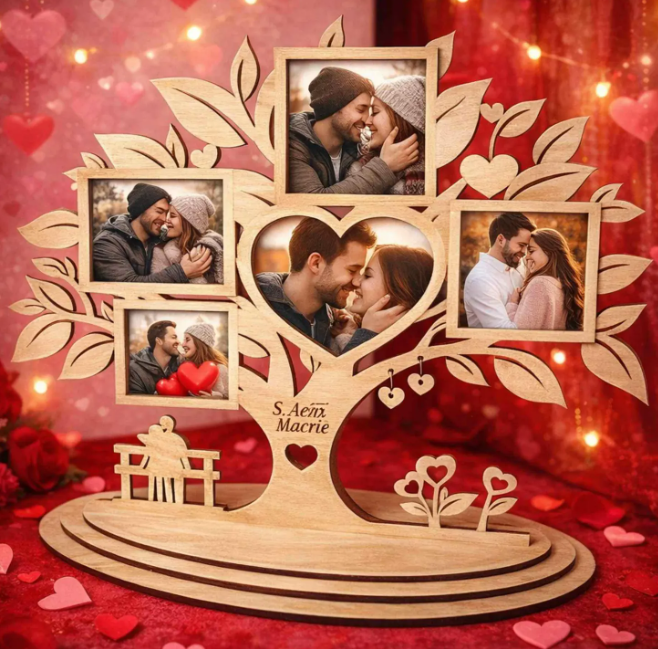 PERSONALISIERTER FAMILIEN‑FOTOBAUM AUS HOLZ  