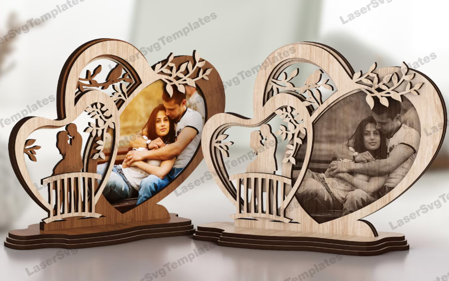 PERSONALISIERTE HOLZ‑FOTORAHMEN HERZEN