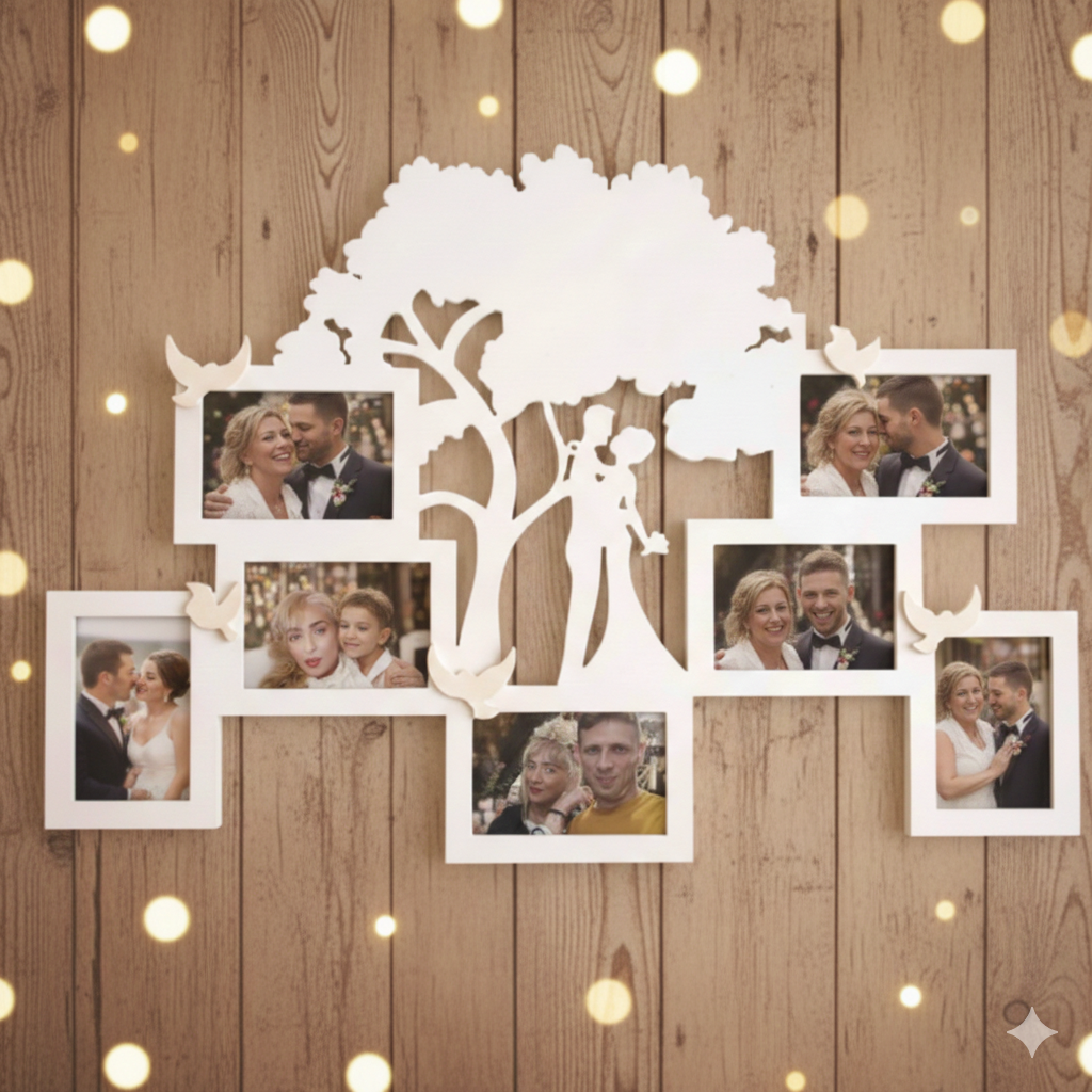 Familien-Fotocollage Holzrahmen