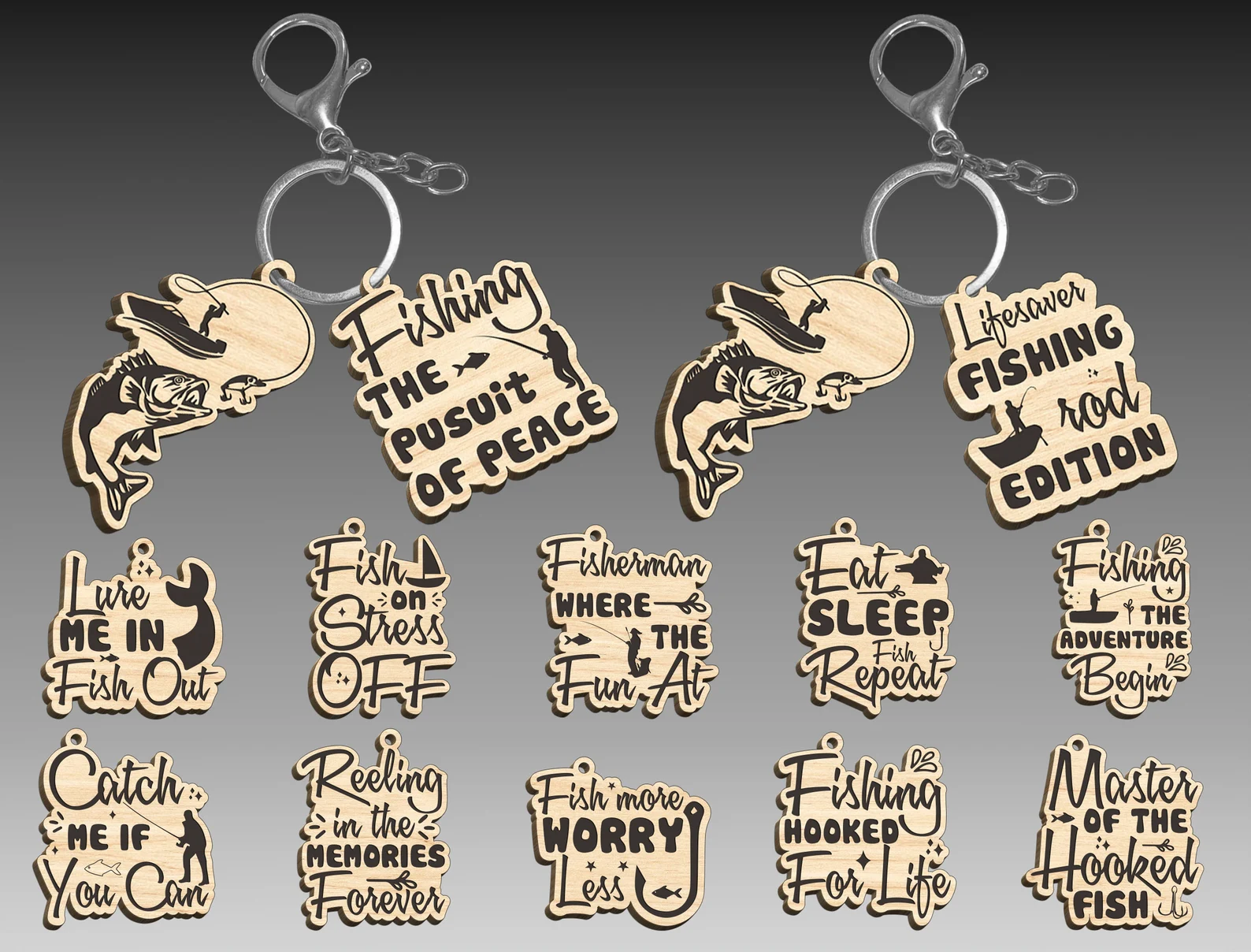 ANGLER‑SCHLÜSSELANHÄNGER HOLZ