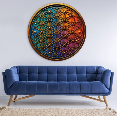 Farbenfrohes Wandbild – Blume des Lebens