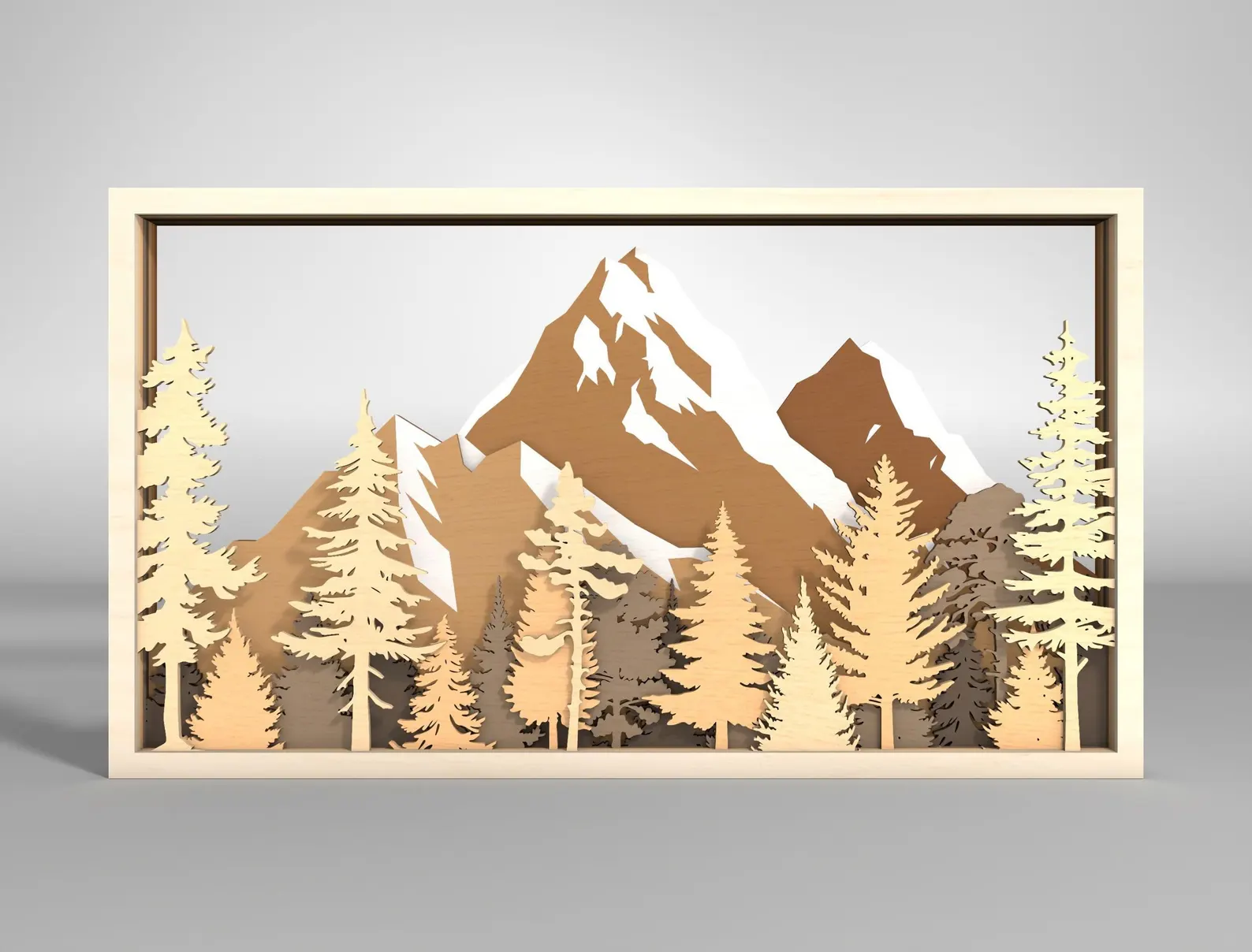 Majestät der Alpen: Handgefertigtes 3D-Holzrelief