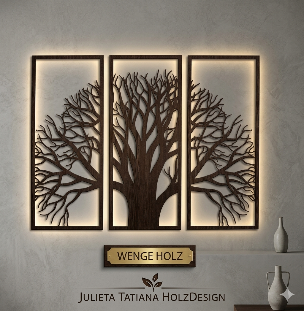 Ahorn Wandkunst-3-teiliges Wandbild – Holzbaum