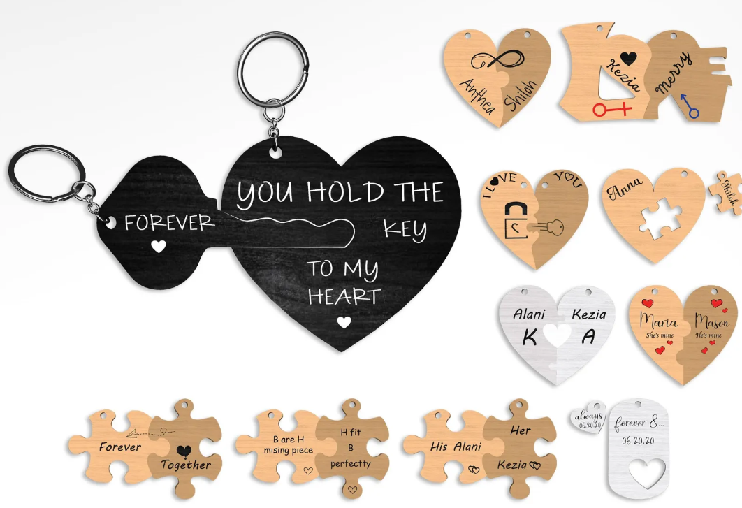 PERSONALISIERTE SCHLÜSSELANHÄNGER & PUZZLE‑GESCHENKSET