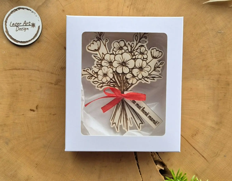 HOLZ‑BLUMENSTRAUSS GESCHENK