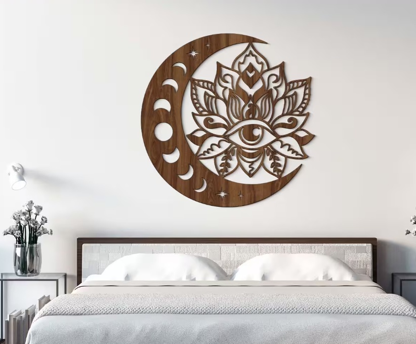 Wanddeko Mond & Lotus-  Auge des Mondes