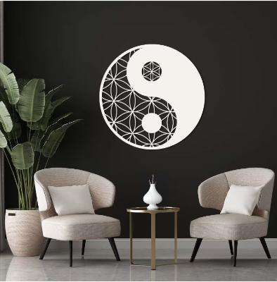 Gemälde „Blume des Lebens“ – Yin-Yang-Symbol