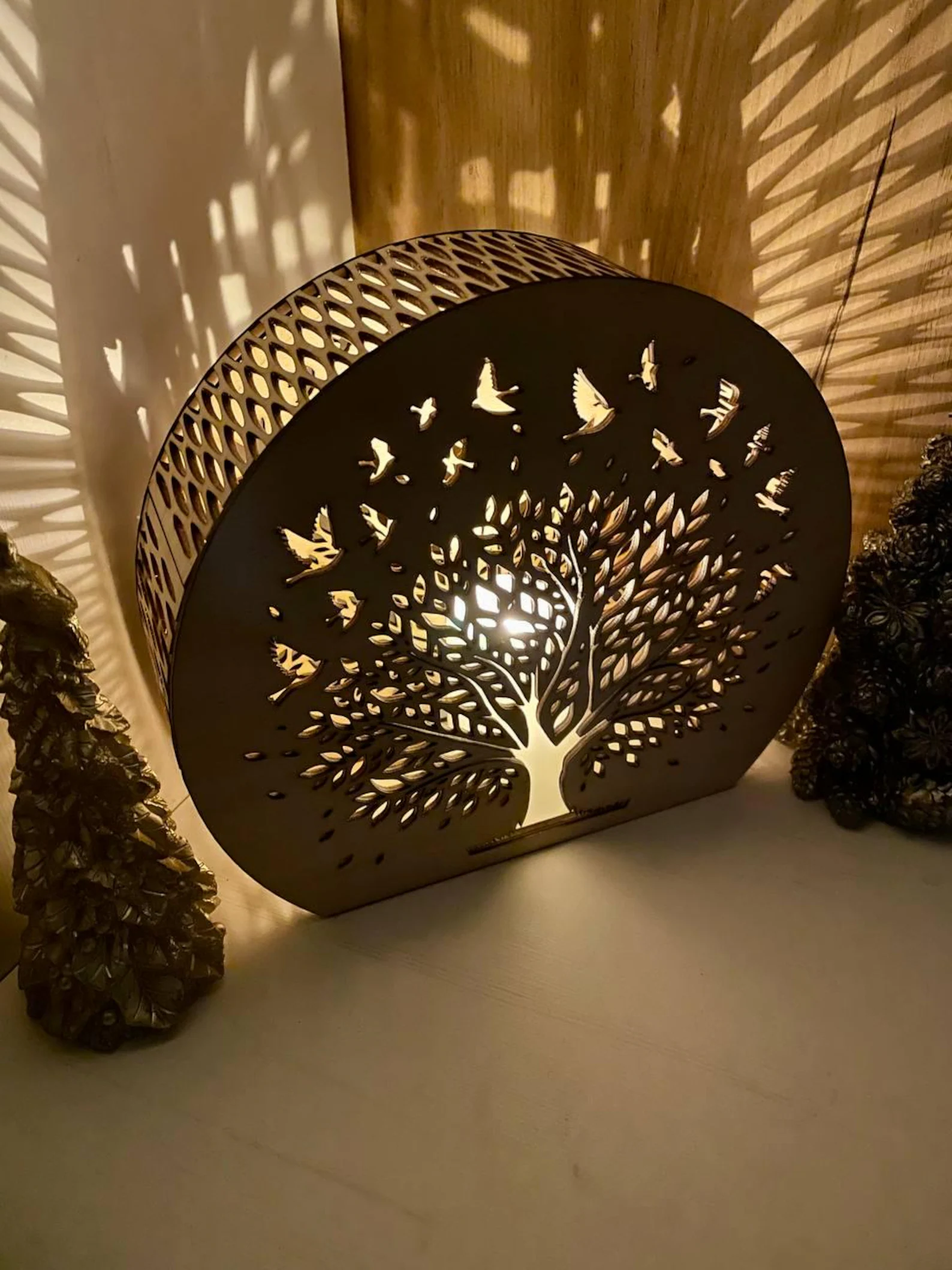 Holz Tischlampe Baum des Lebens