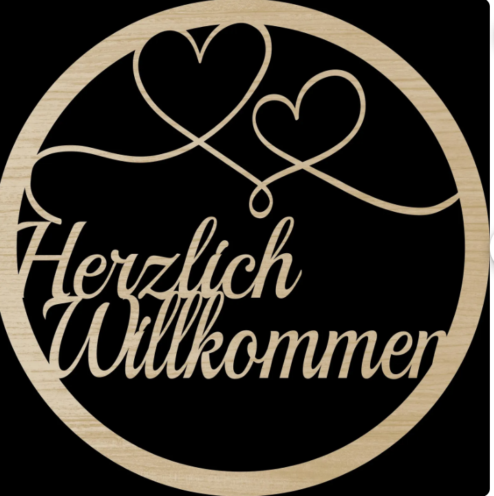 HOLZSCHILD „HERZLICH WILLKOMMEN“