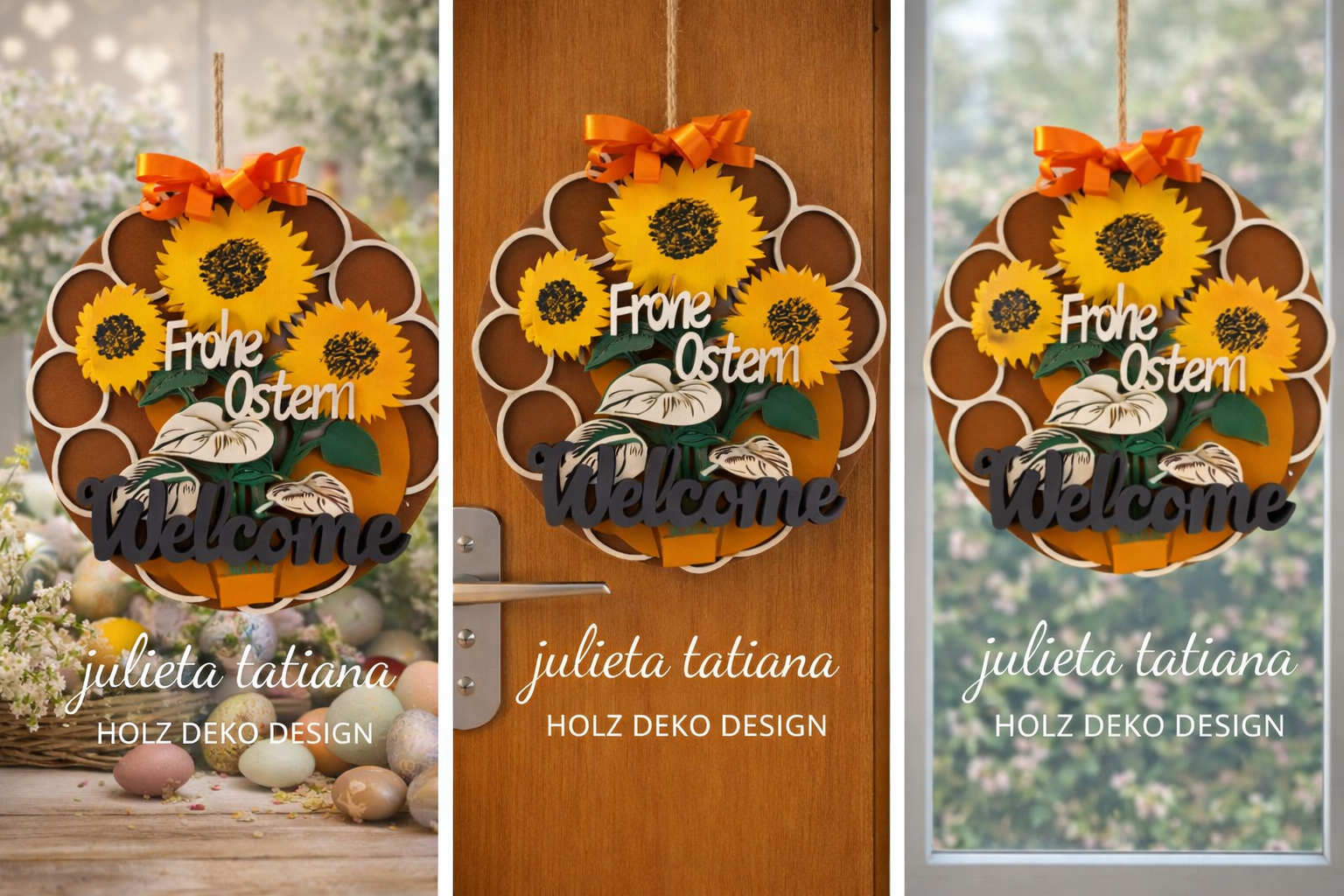 Holz Türkranz 'Frohe Ostern'