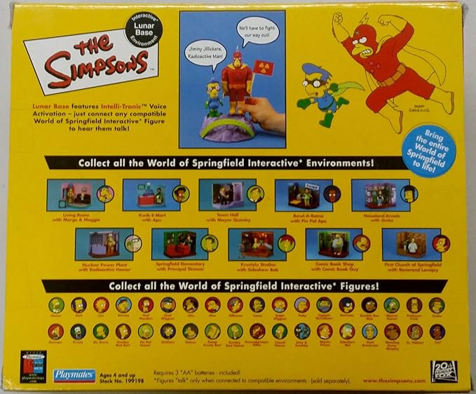 Los Simpsons Base Lunar con Fallout Milhouse & Hombre Radioactivo Playmates