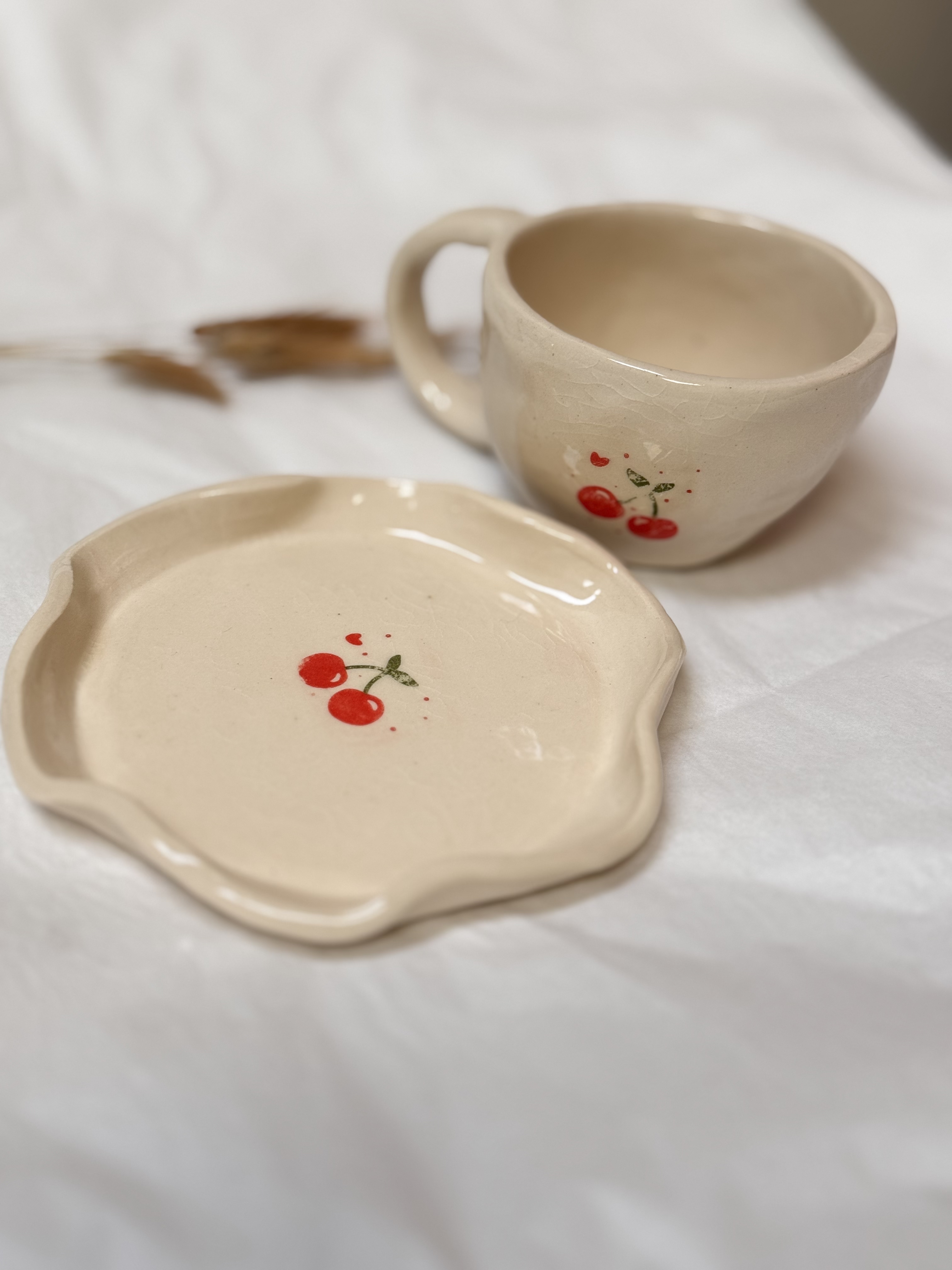 Cherry Mug and Plate Set
