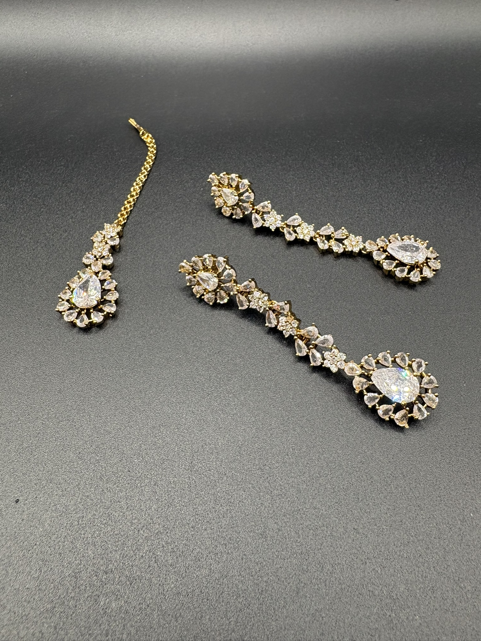 Premium Crystal Drop Waterfall Necklace Set