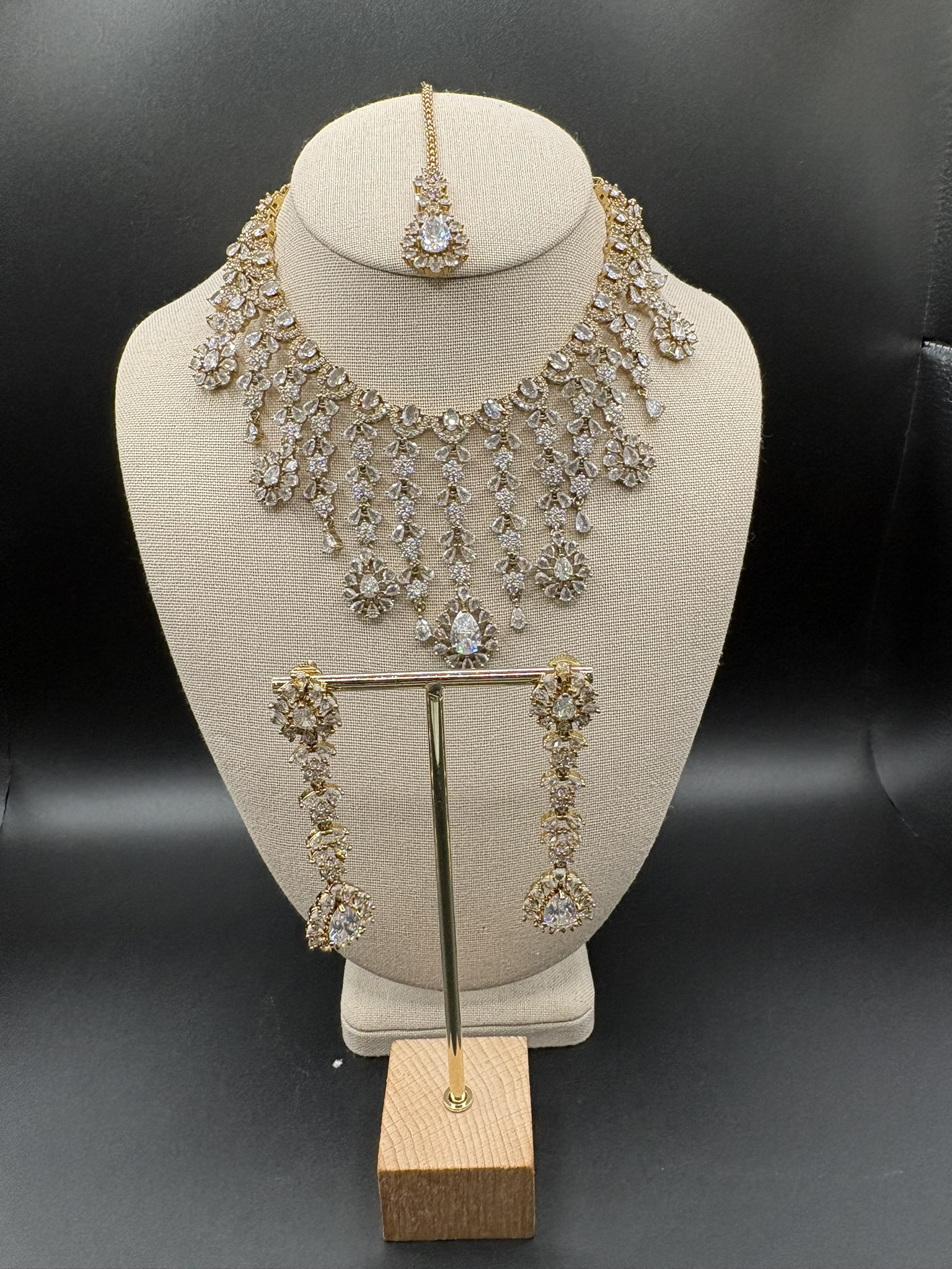 Premium Crystal Drop Waterfall Necklace Set