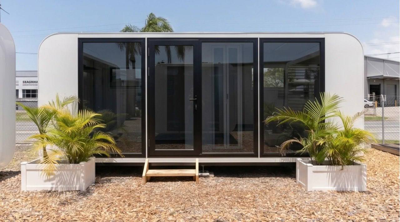 6m office pod with bathroom & bedroom