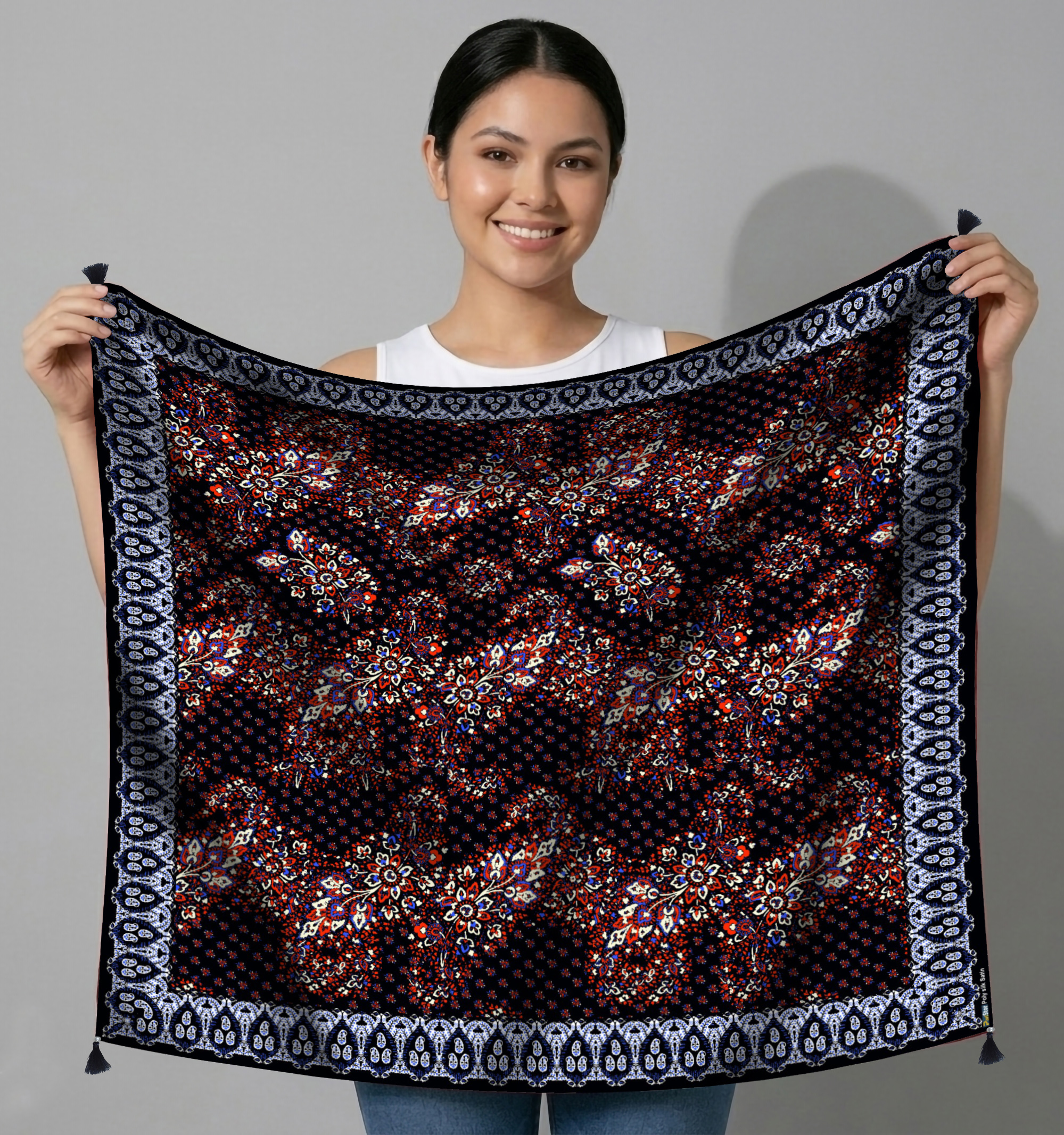 Traditional Printed Square Scarf
