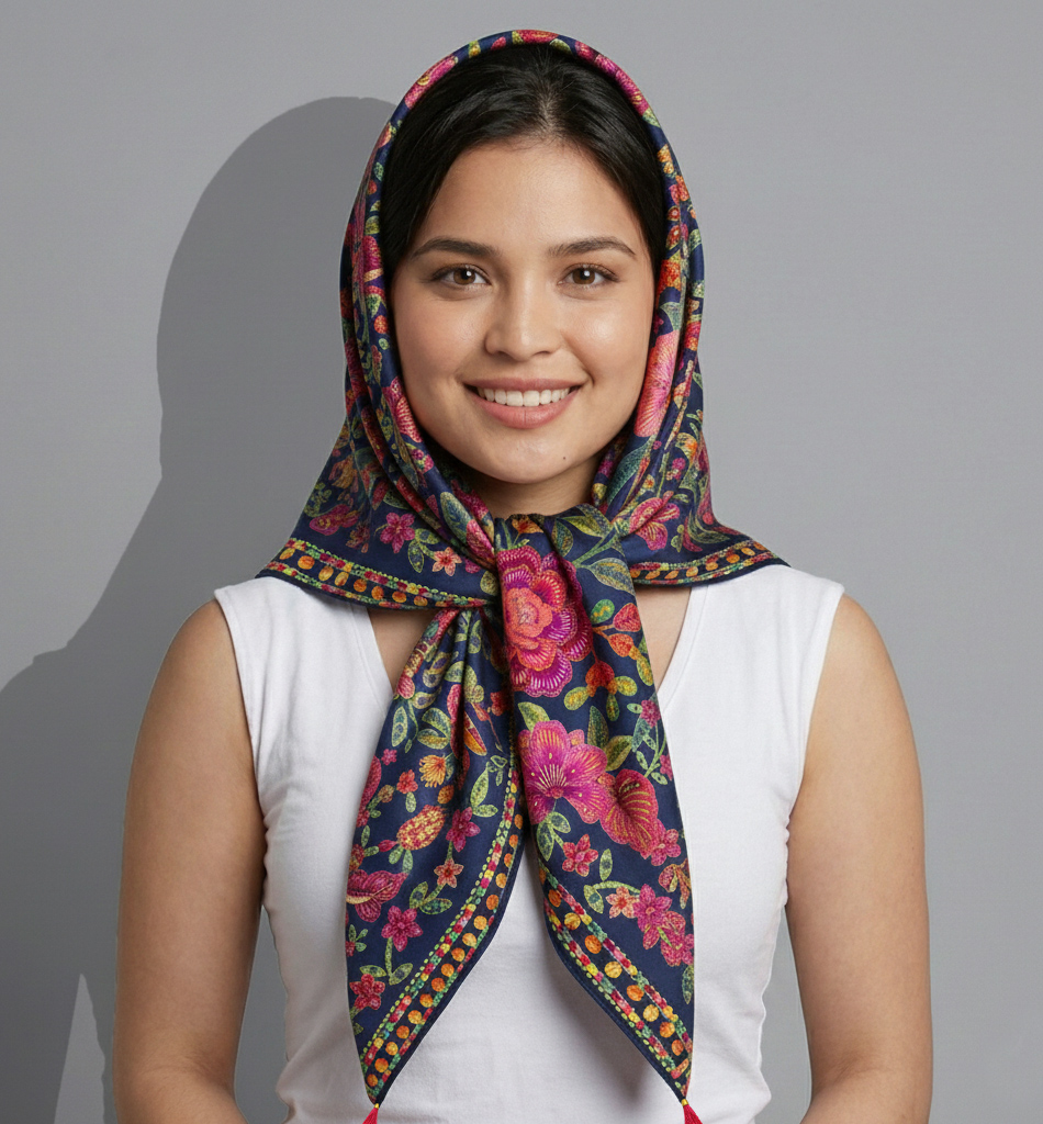 Floral Paradise Poly Silk Scarf