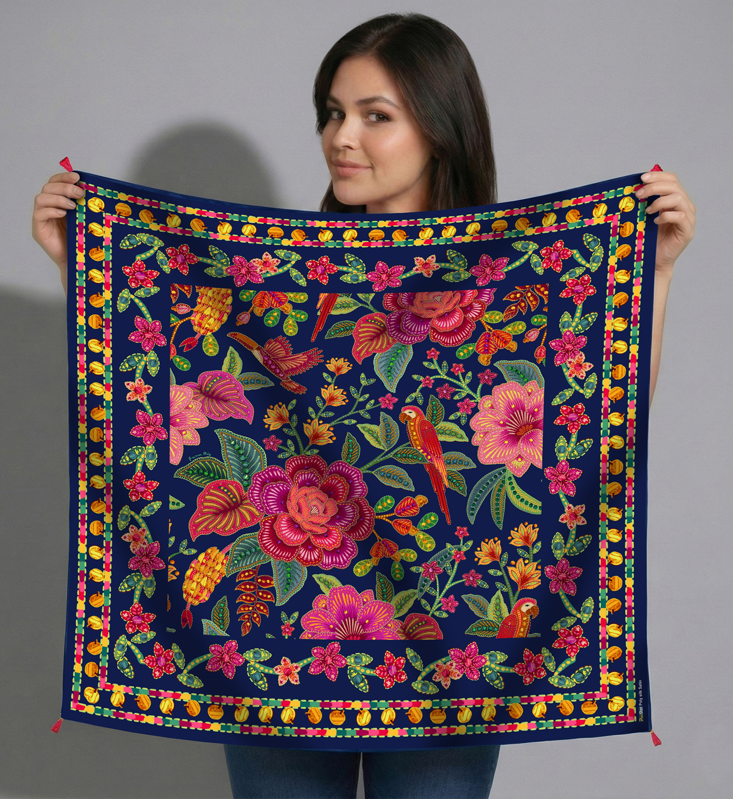 Floral Paradise Poly Silk Scarf