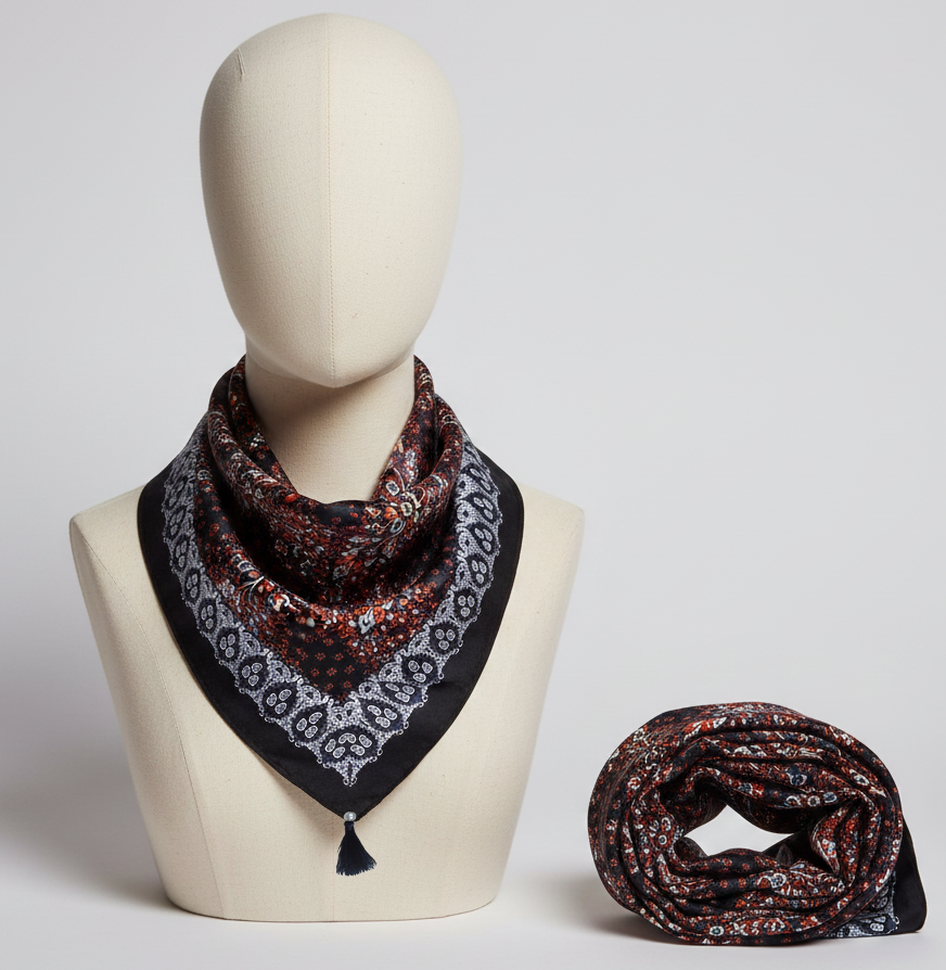 Traditional Printed Square Scarf