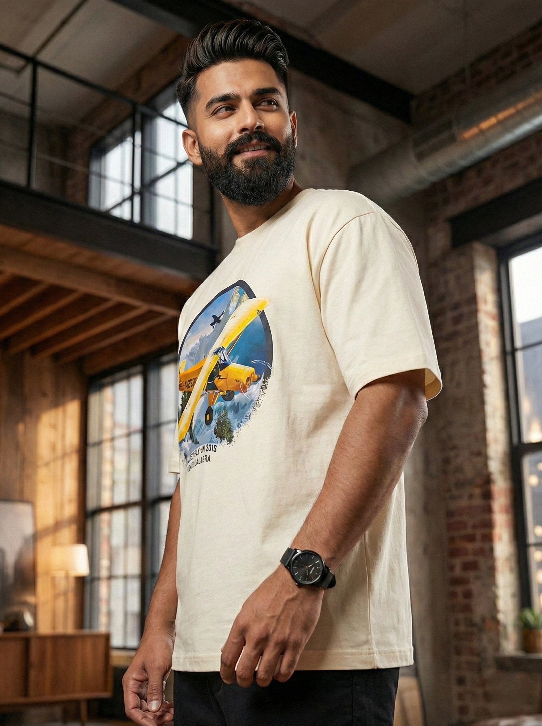 Men's Oversized Premium Off White Graphic T-Shirt