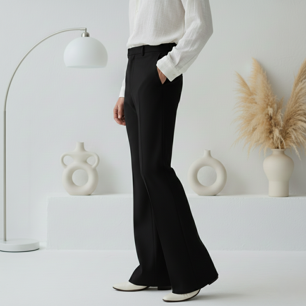 Men's Formal Black Bell Bottom Pant