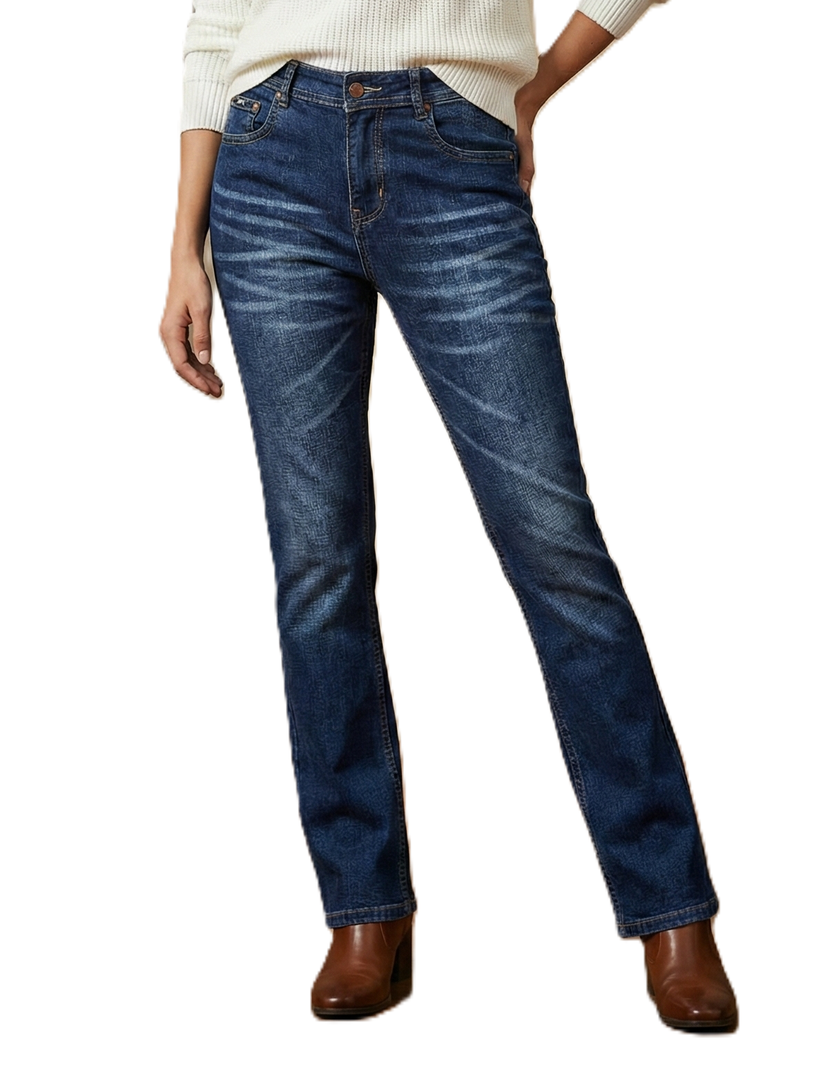 Women’s Mid-Rise Slim Straight Blue Jeans | Classic Stretch Denim Fit