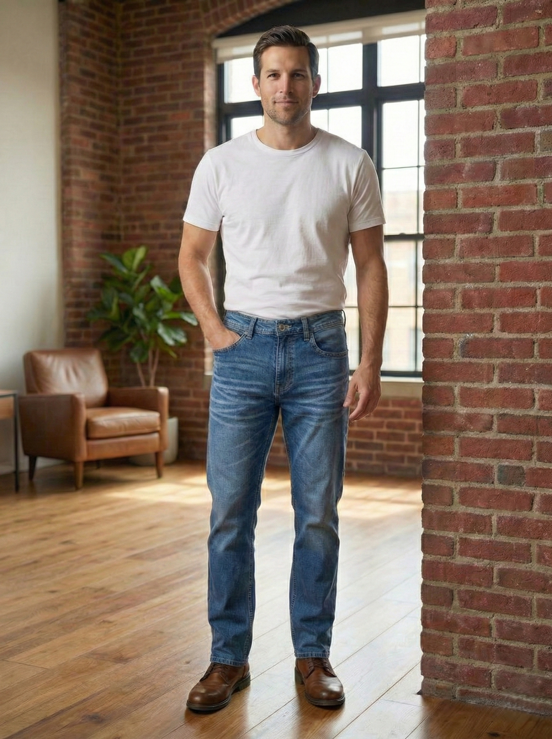 Men's Straight Fit Jeans, Blue Denim