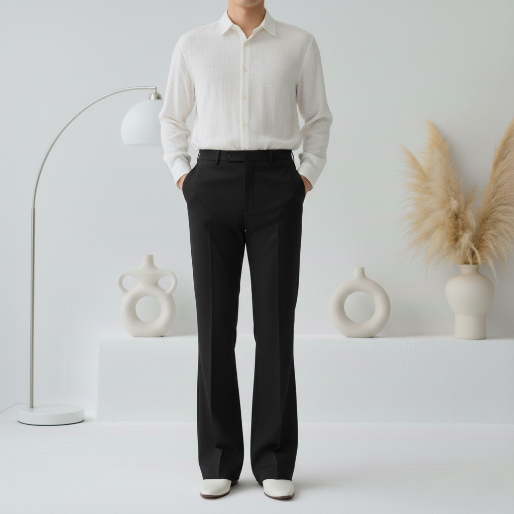 Men's Formal Black Bell Bottom Pant