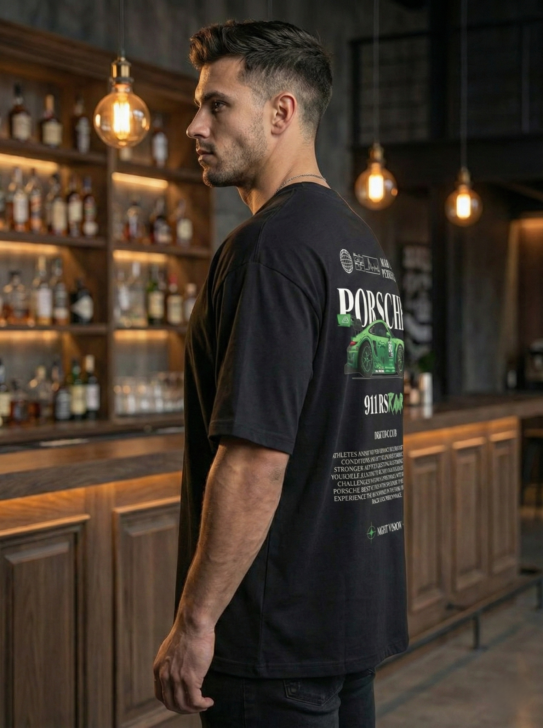 Men's Oversized Premium Black Graphic T-Shirt